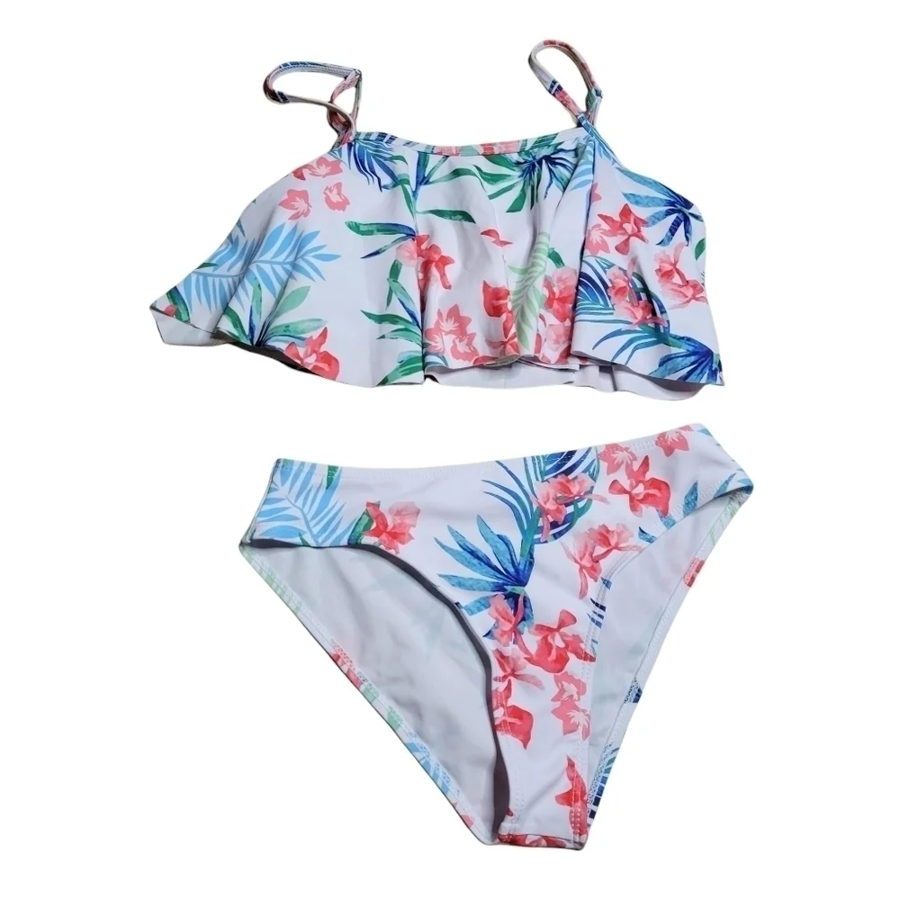 Ashiner Girl's Flounce Two Piece Bikini Swimsuit - Picture 11 of 12
